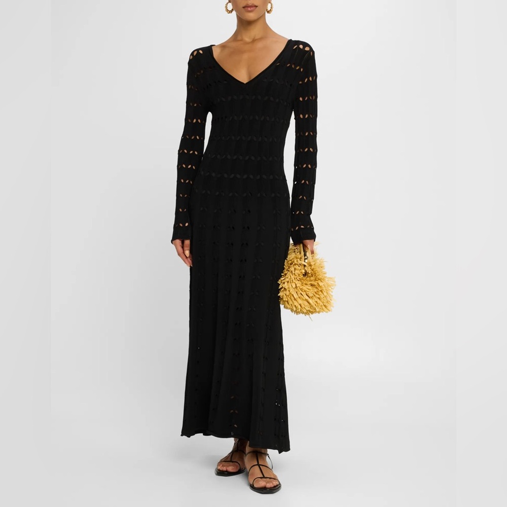 Zimmermann Rhiannon Pointelle Maxi Sweater Dress in Black 10